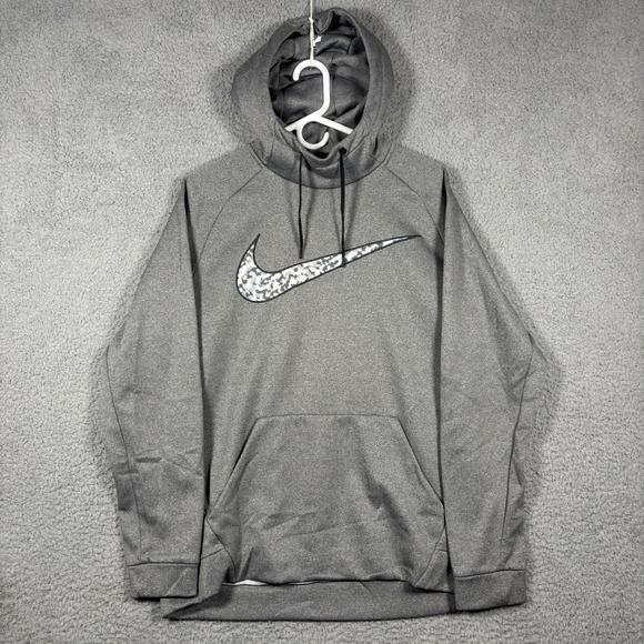 Nike Other - Nike Hoodie Mens L Gray Therma-FIT Camo Swoosh Pullover Athletic Raglan Top